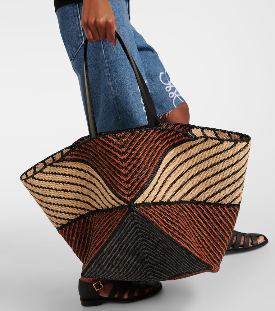 Loewe Puzzle Fold XXL raffia tote bag
