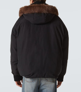 Loewe Shearling-trimmed cotton-blend jacket