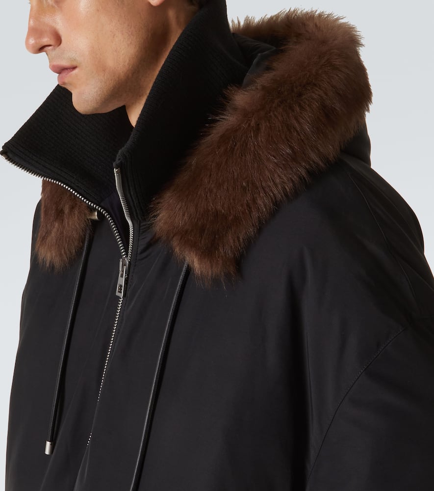 Loewe Shearling-trimmed cotton-blend jacket