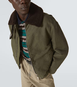 Loewe Shearling-trimmed cotton twill jacket