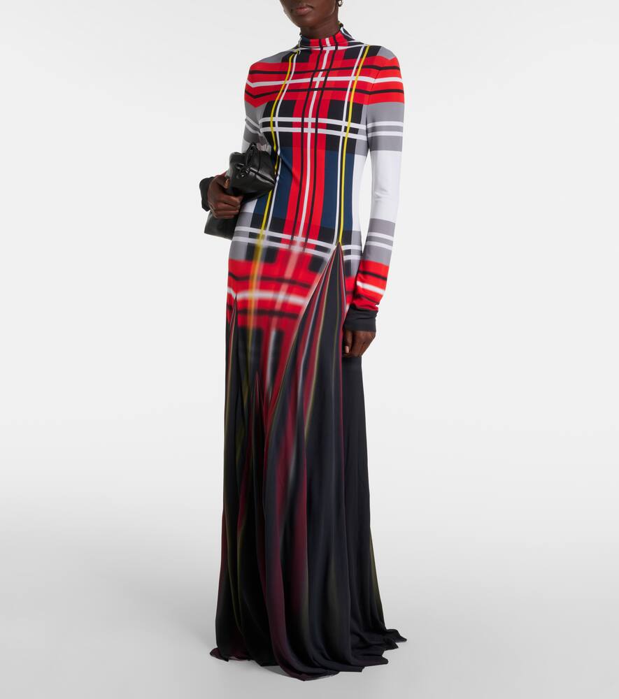 Loewe Tartan pleated cr√É¬™pe jersey gown