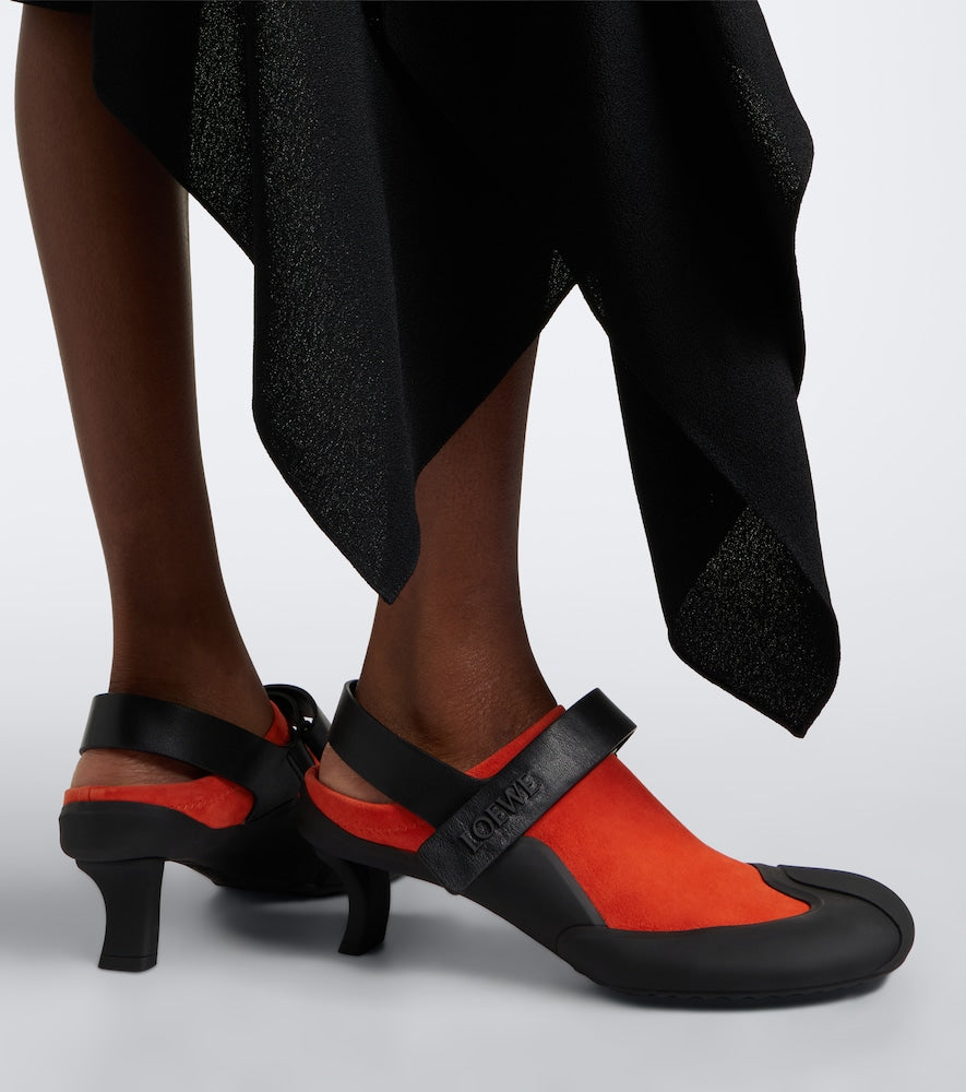 Loewe Dive Slingback suede pumps - Orange Mid Heel Pumps