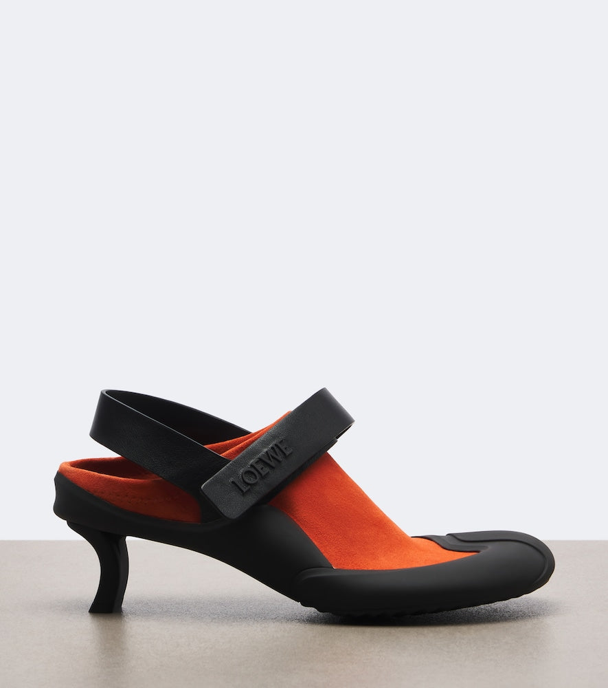 Loewe Dive Slingback suede pumps - Orange Mid Heel Pumps