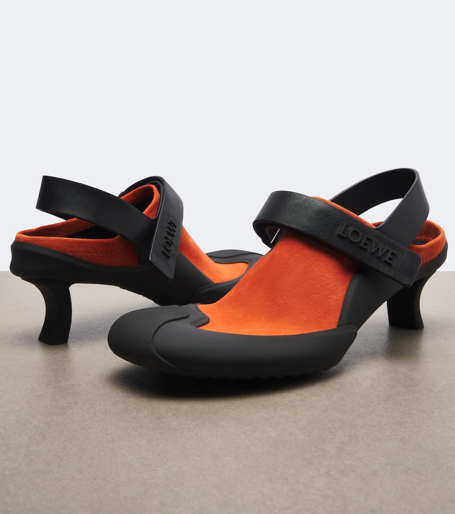 Loewe Dive Slingback suede pumps - Orange Mid Heel Pumps