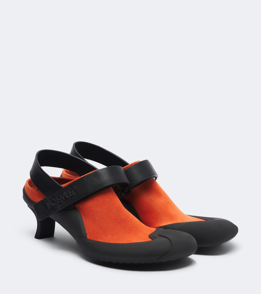 Loewe Dive Slingback suede pumps - Orange Mid Heel Pumps