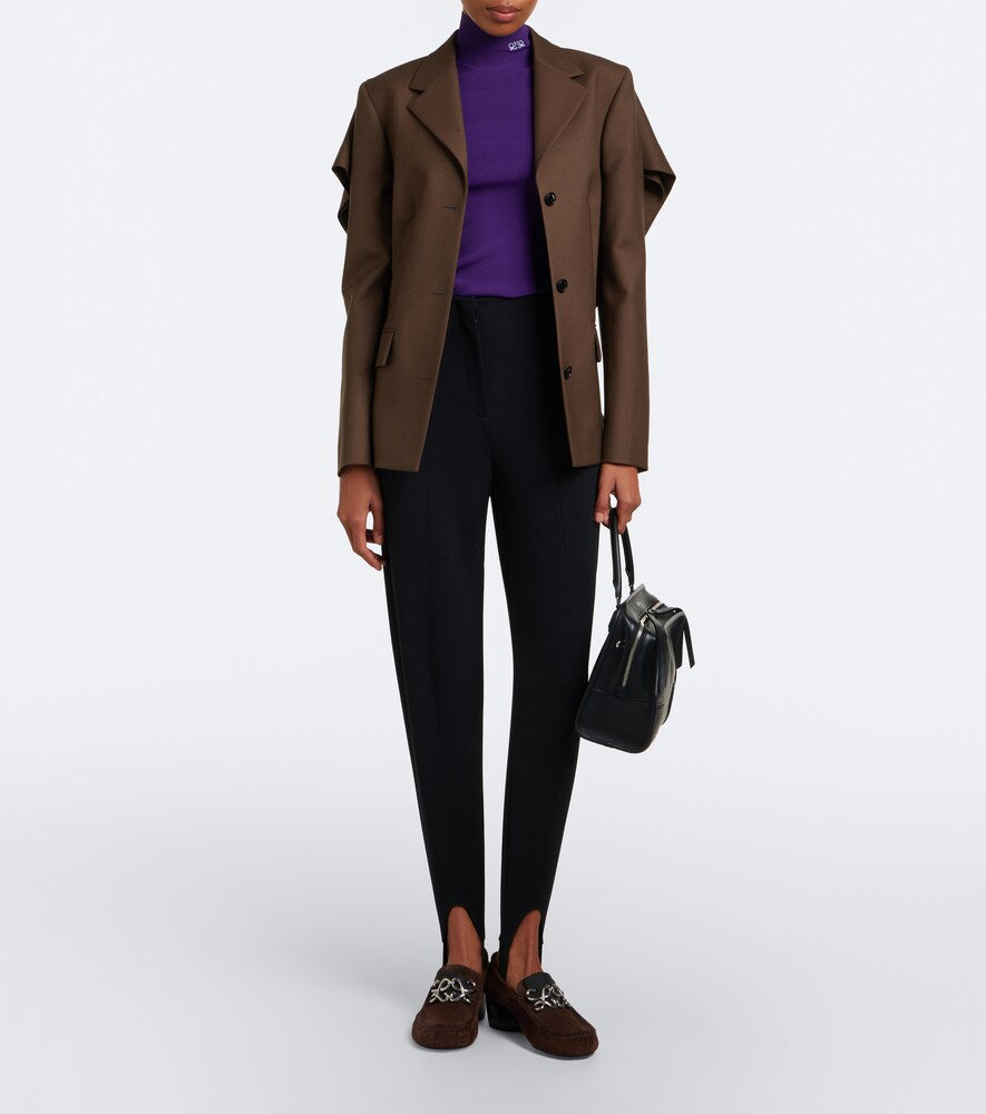 Brown Loewe Double L suede loafer pumps - Mid Heel Pumps