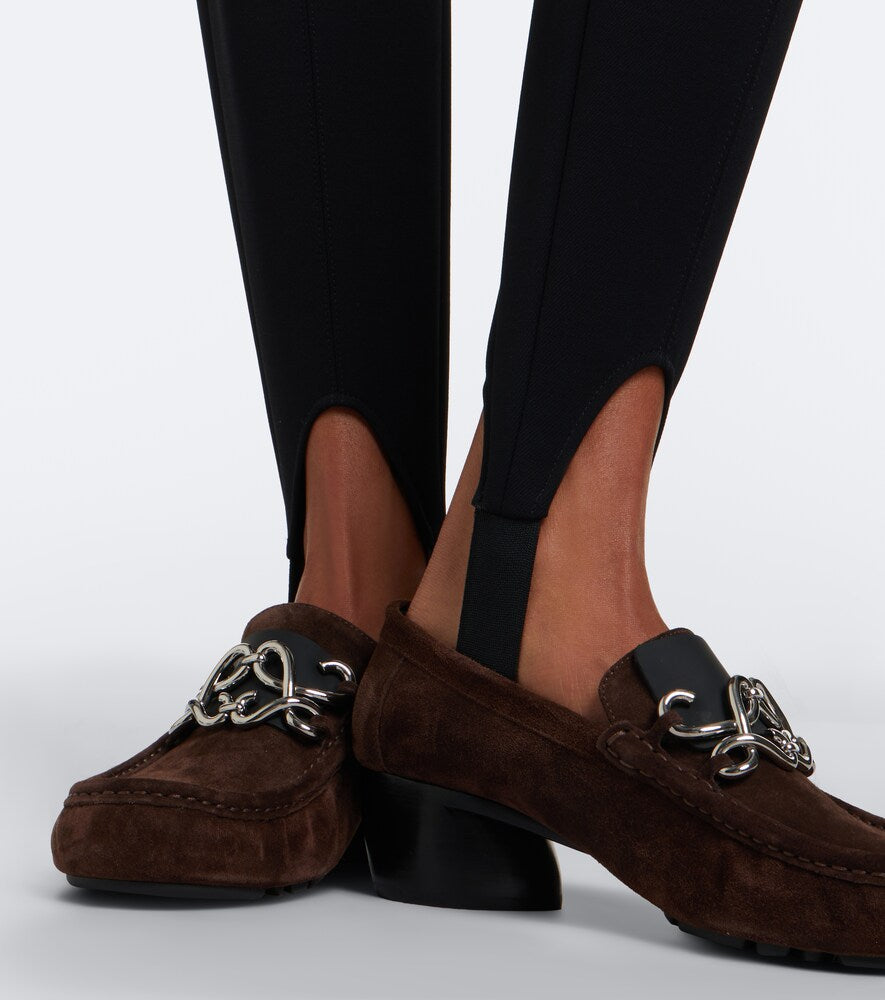 Brown Loewe Double L suede loafer pumps - Mid Heel Pumps