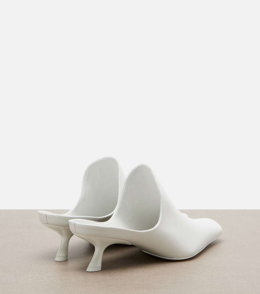 White Loewe Emily leather mules - Mid Heel Pumps