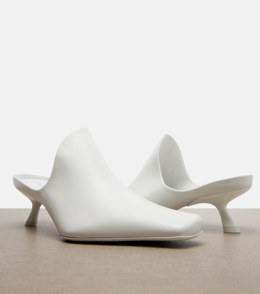 White Loewe Emily leather mules - Mid Heel Pumps