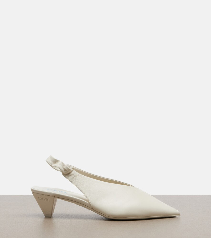 Loewe Origami Cubic leather slingback pumps in White - Mid Heel Pumps