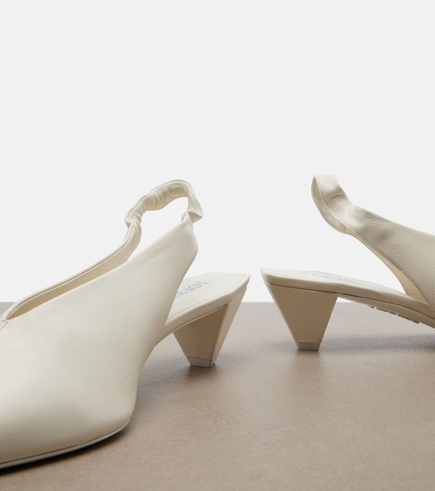 Loewe Origami Cubic leather slingback pumps in White - Mid Heel Pumps