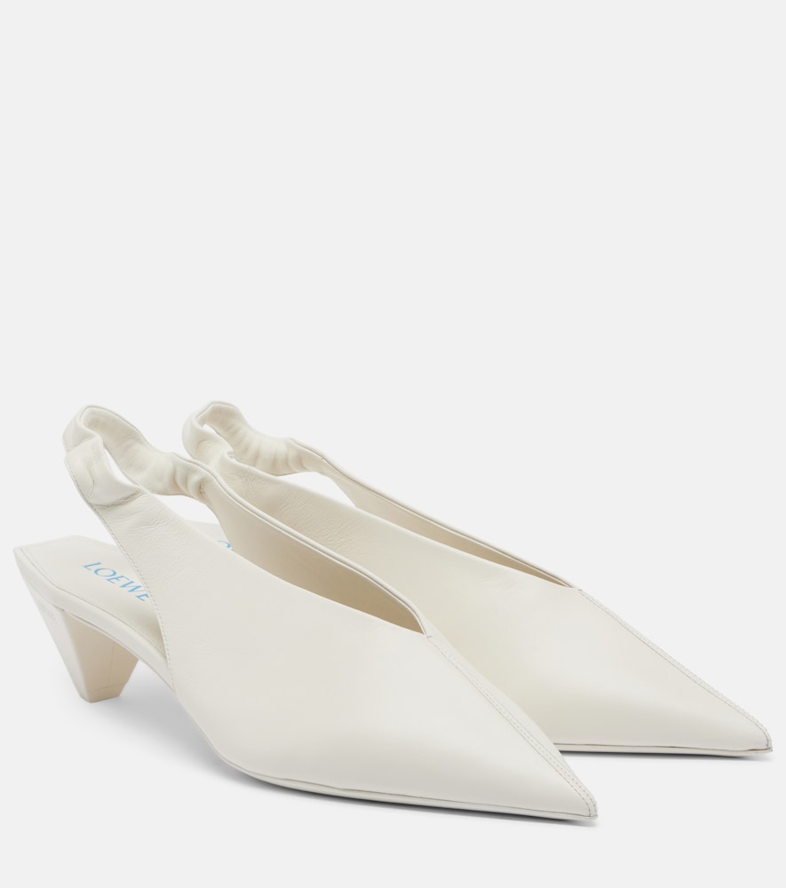 Loewe Origami Cubic leather slingback pumps in White - Mid Heel Pumps
