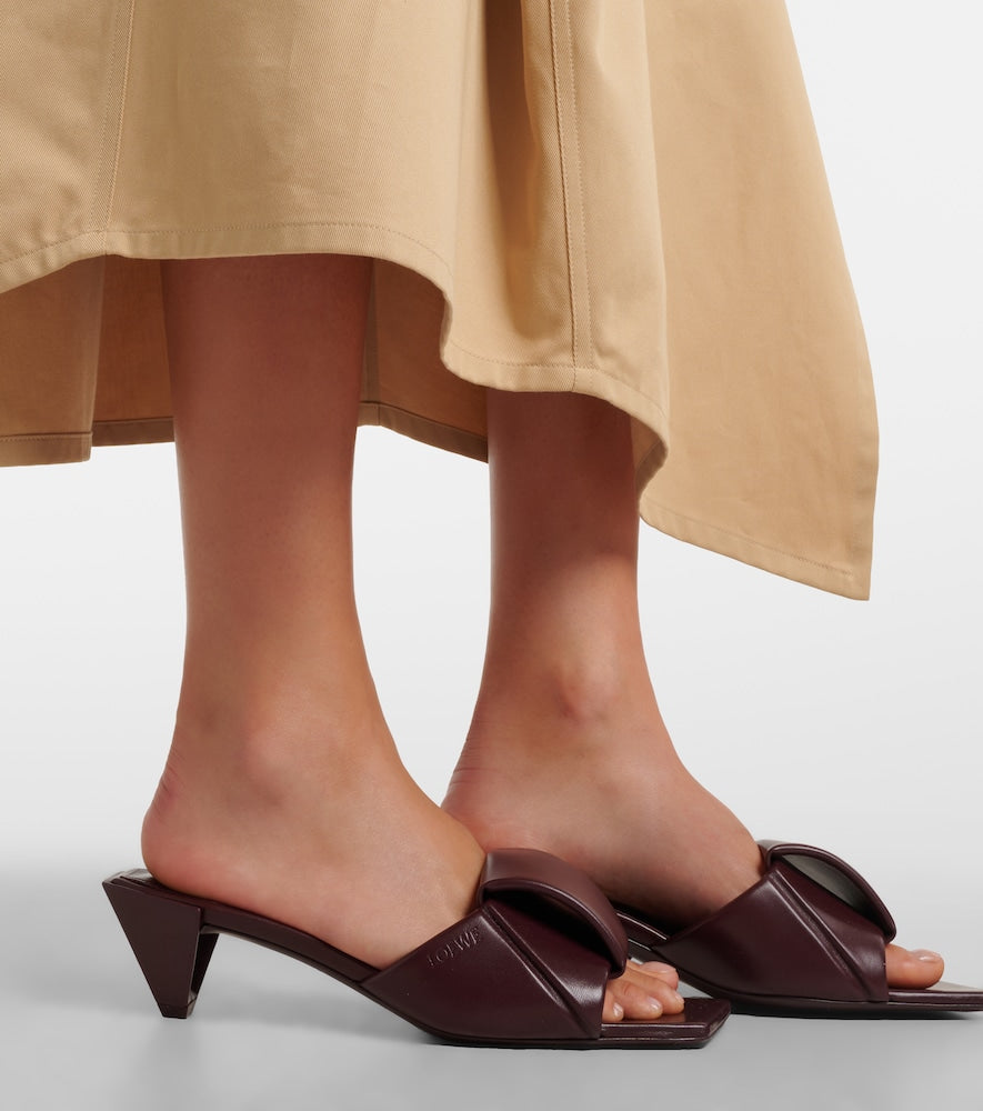Burgundy Loewe Origami leather mules - Heeled Sandals