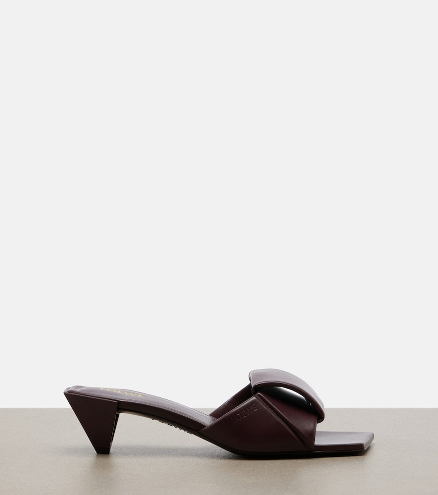 Burgundy Loewe Origami leather mules - Heeled Sandals