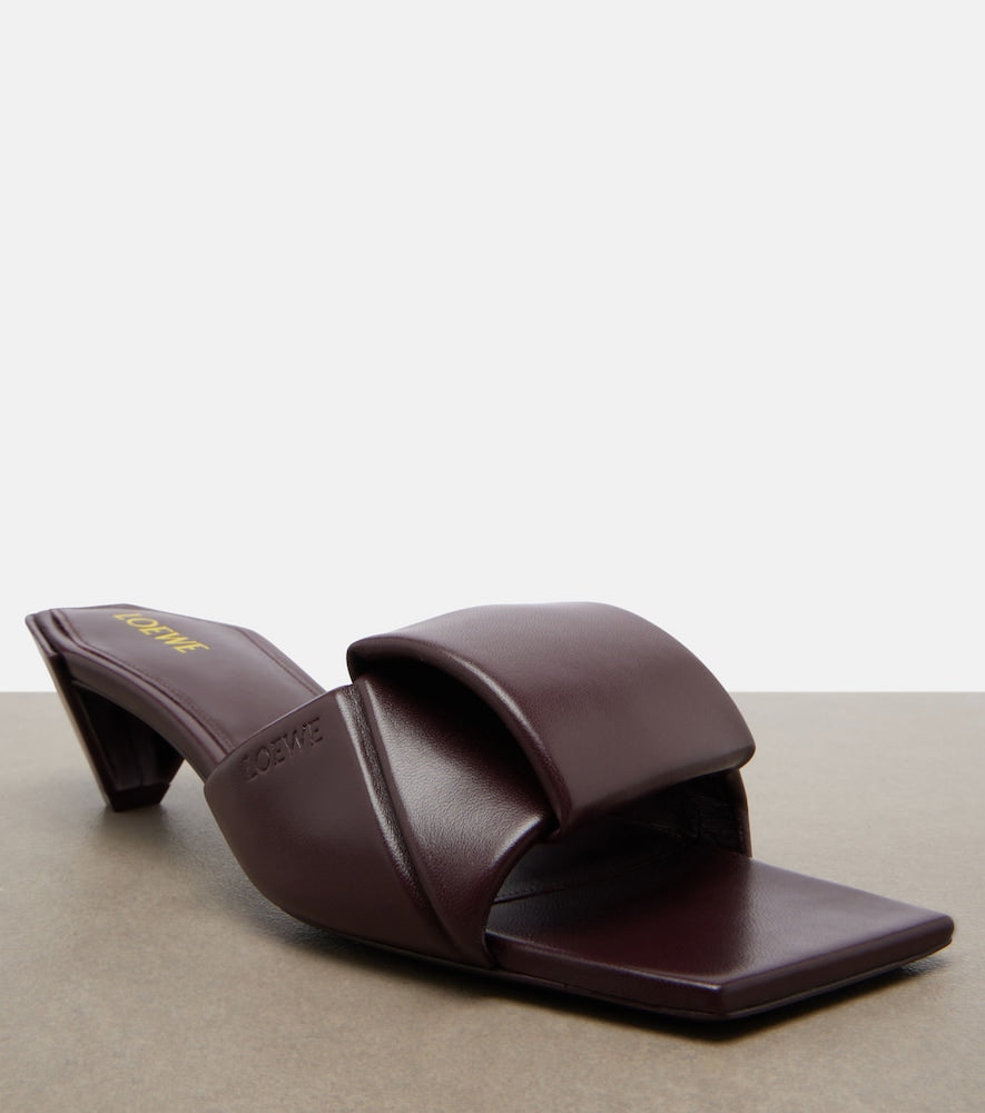 Burgundy Loewe Origami leather mules - Heeled Sandals