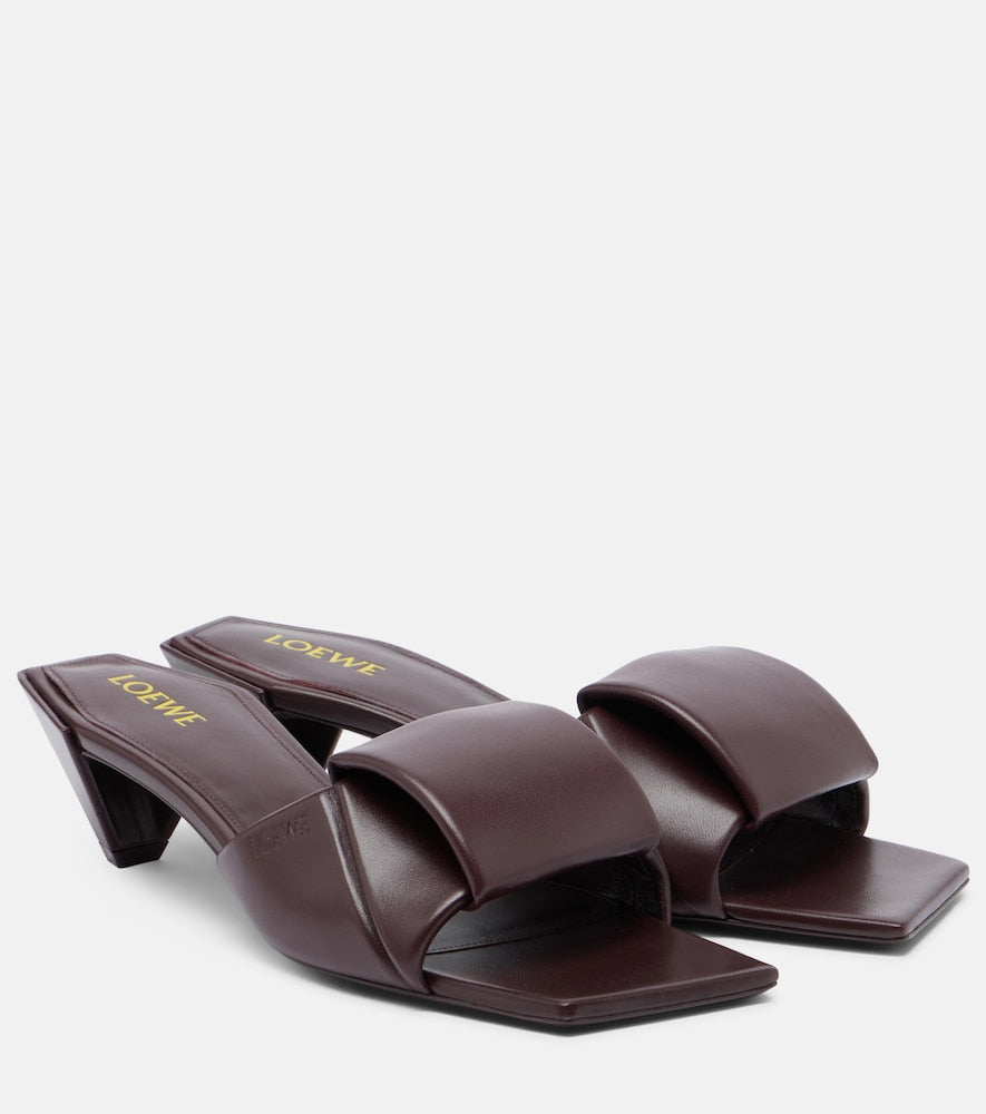 Burgundy Loewe Origami leather mules - Heeled Sandals