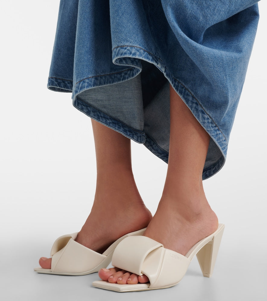 White Loewe Origami leather mules - Heeled Sandals