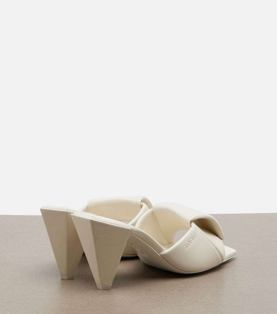 White Loewe Origami leather mules - Heeled Sandals