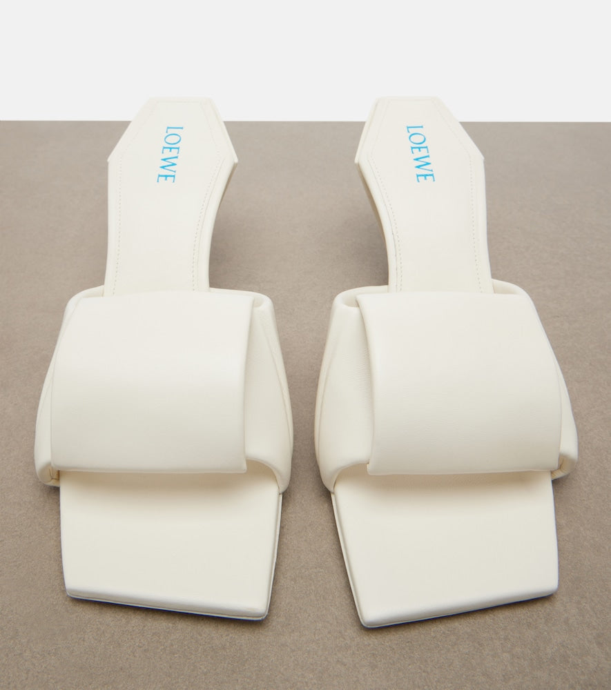 White Loewe Origami leather mules - Heeled Sandals