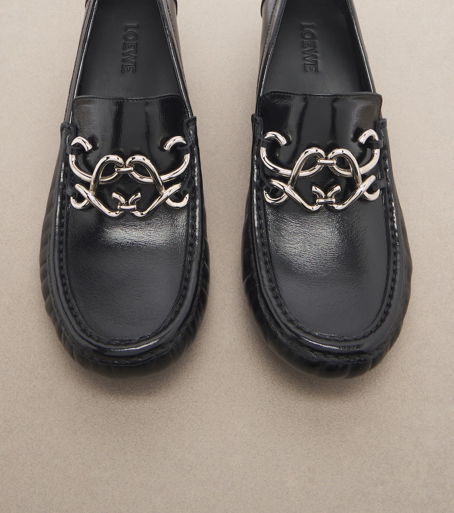Black Loewe Oval Double L leather loafer pumps - Mid Heel Pumps