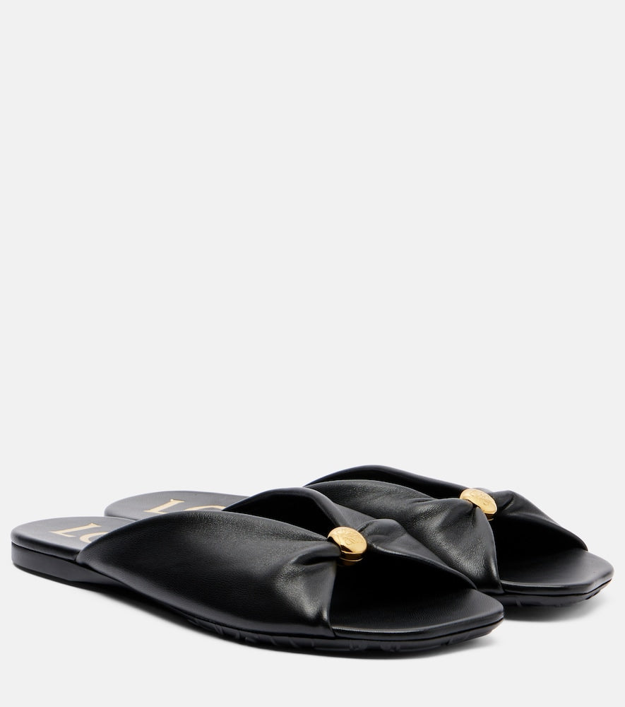 Loewe Paula's Ibiza Pebble leather slides in Black - Slides