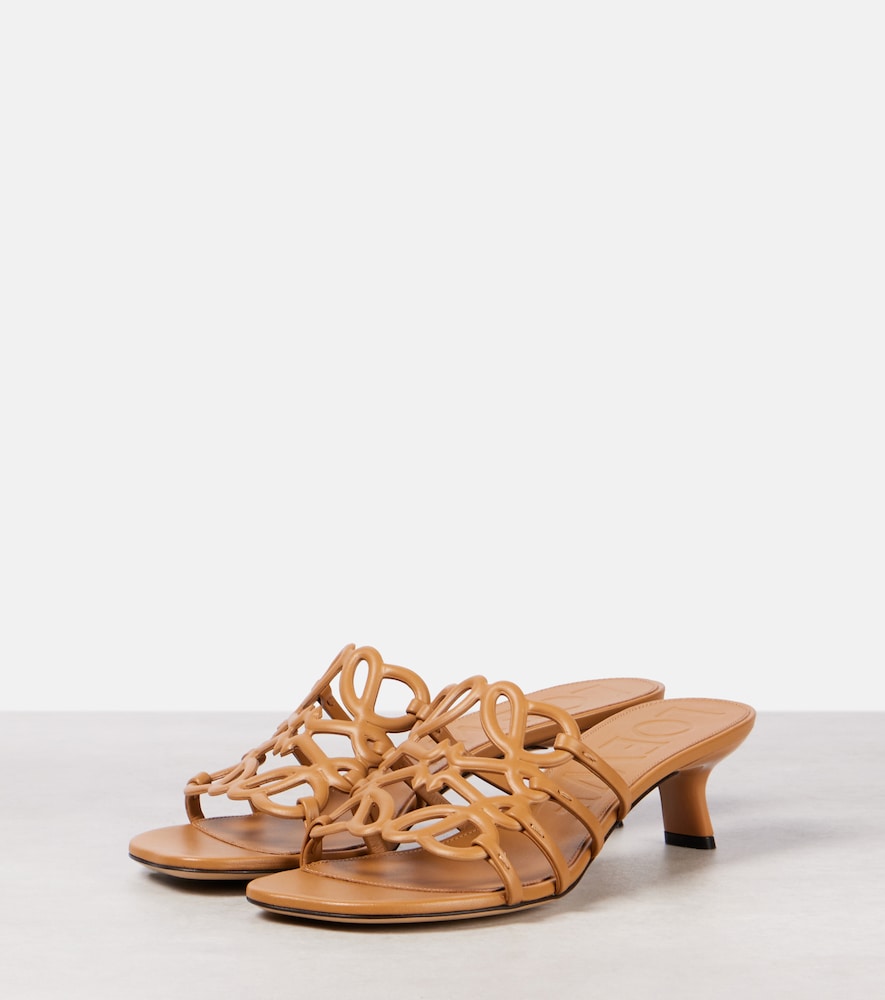 Loewe Paula's Ibiza Petal Anagram leather mules in Brown - Heeled Sandals