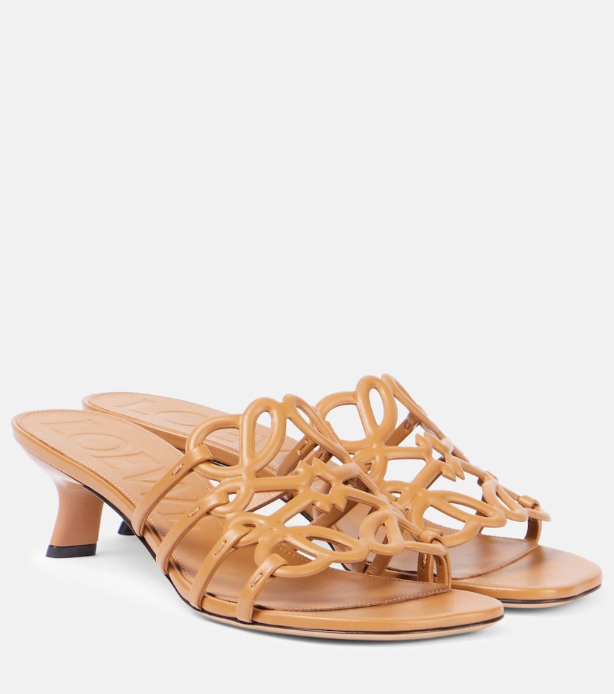 Loewe Paula's Ibiza Petal Anagram leather mules in Brown - Heeled Sandals