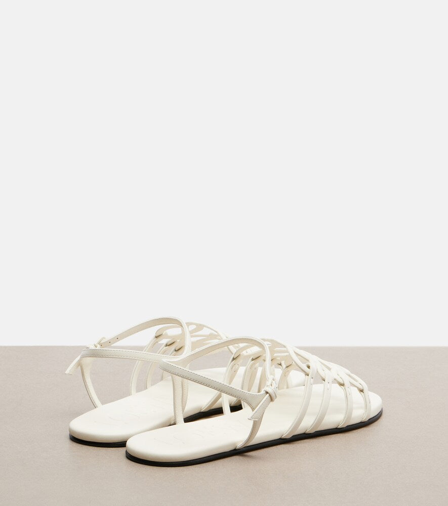 Loewe Paula's Ibiza Petal Anagram leather sandals - White Flat Sandals