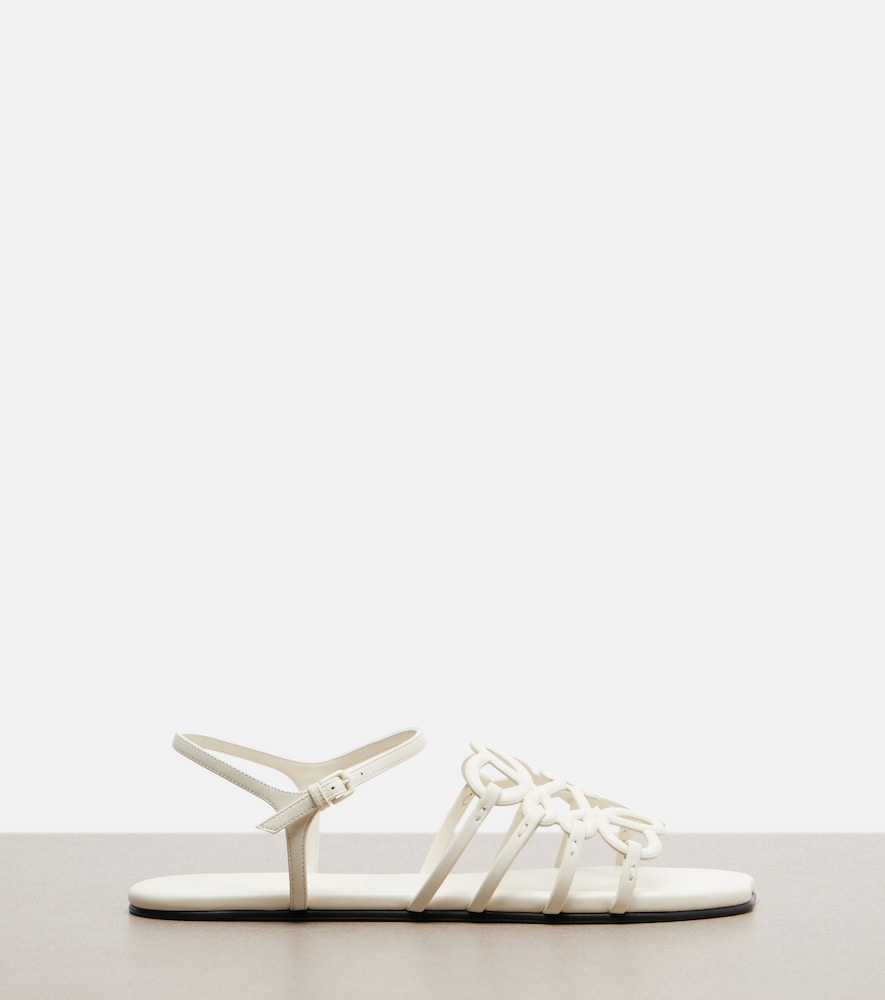Loewe Paula's Ibiza Petal Anagram leather sandals - White Flat Sandals