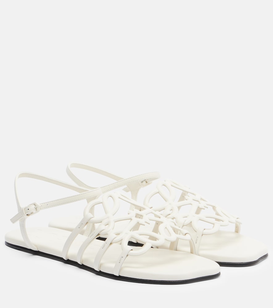 Loewe Paula's Ibiza Petal Anagram leather sandals - White Flat Sandals