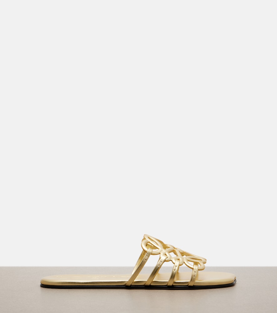 Loewe Paula's Ibiza Petal Anagram leather slides (Gold) - Slides