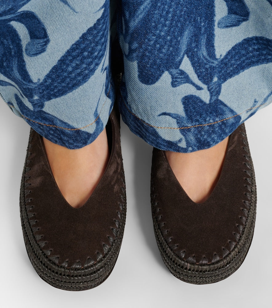 Loewe Paula's Ibiza Rio suede Mary Jane flats in Brown - Flat Espadrilles