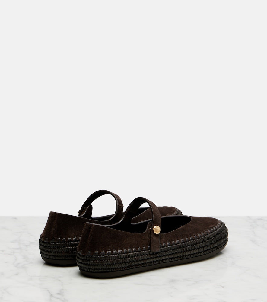 Loewe Paula's Ibiza Rio suede Mary Jane flats in Brown - Flat Espadrilles