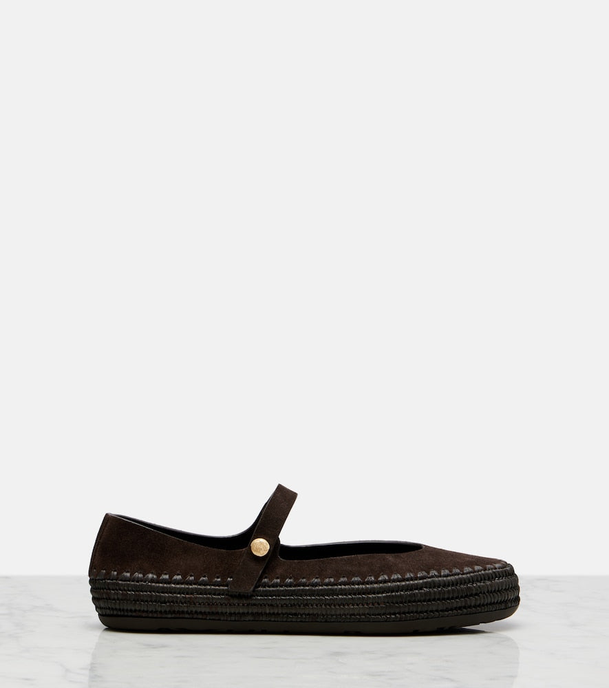 Loewe Paula's Ibiza Rio suede Mary Jane flats in Brown - Flat Espadrilles