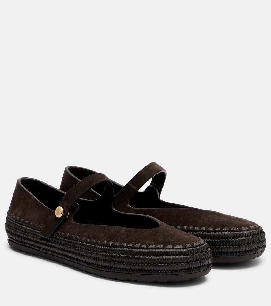 Loewe Paula's Ibiza Rio suede Mary Jane flats in Brown - Flat Espadrilles
