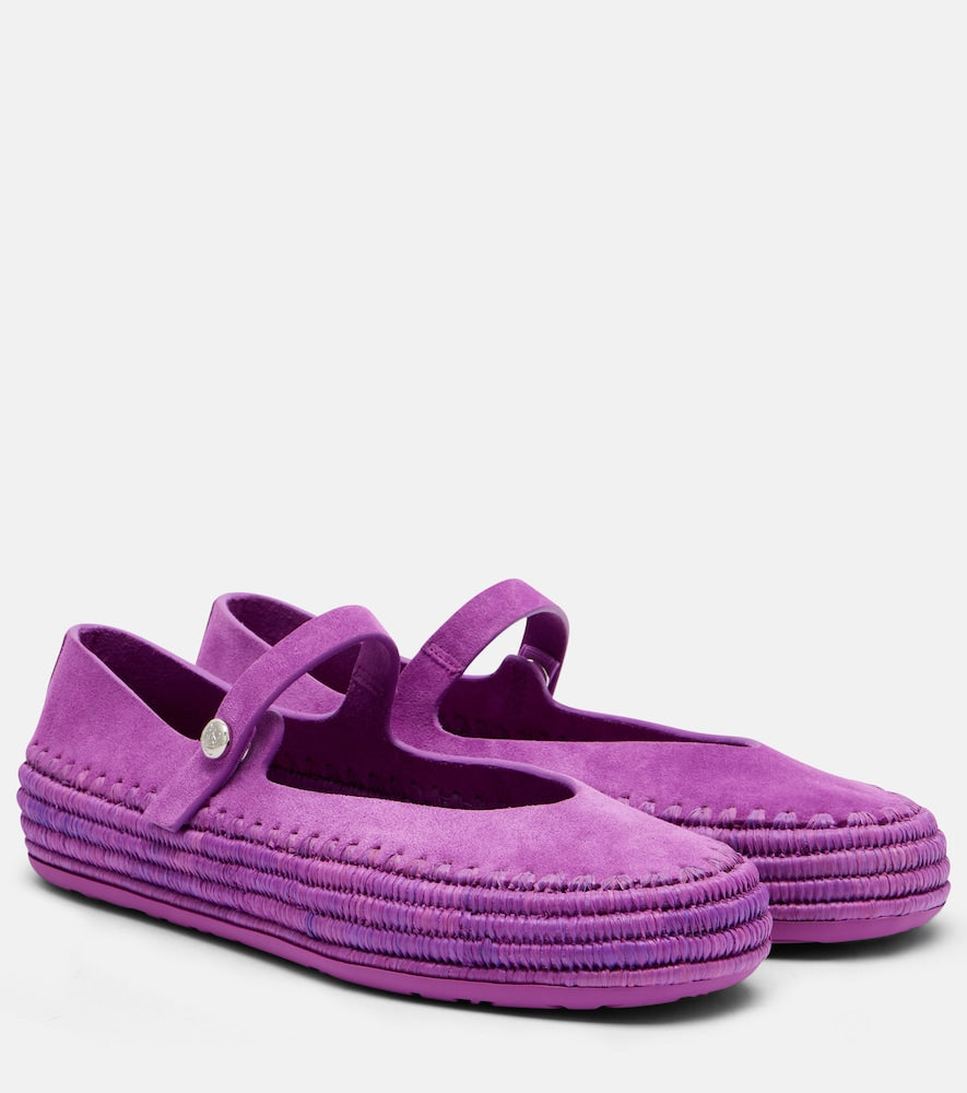 Loewe Paula's Ibiza Rio suede Mary Jane flats - Purple Flat Espadrilles