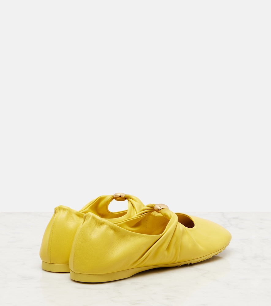 Yellow Loewe Pebble Soft leather Mary Jane flats - Ballerina Flats