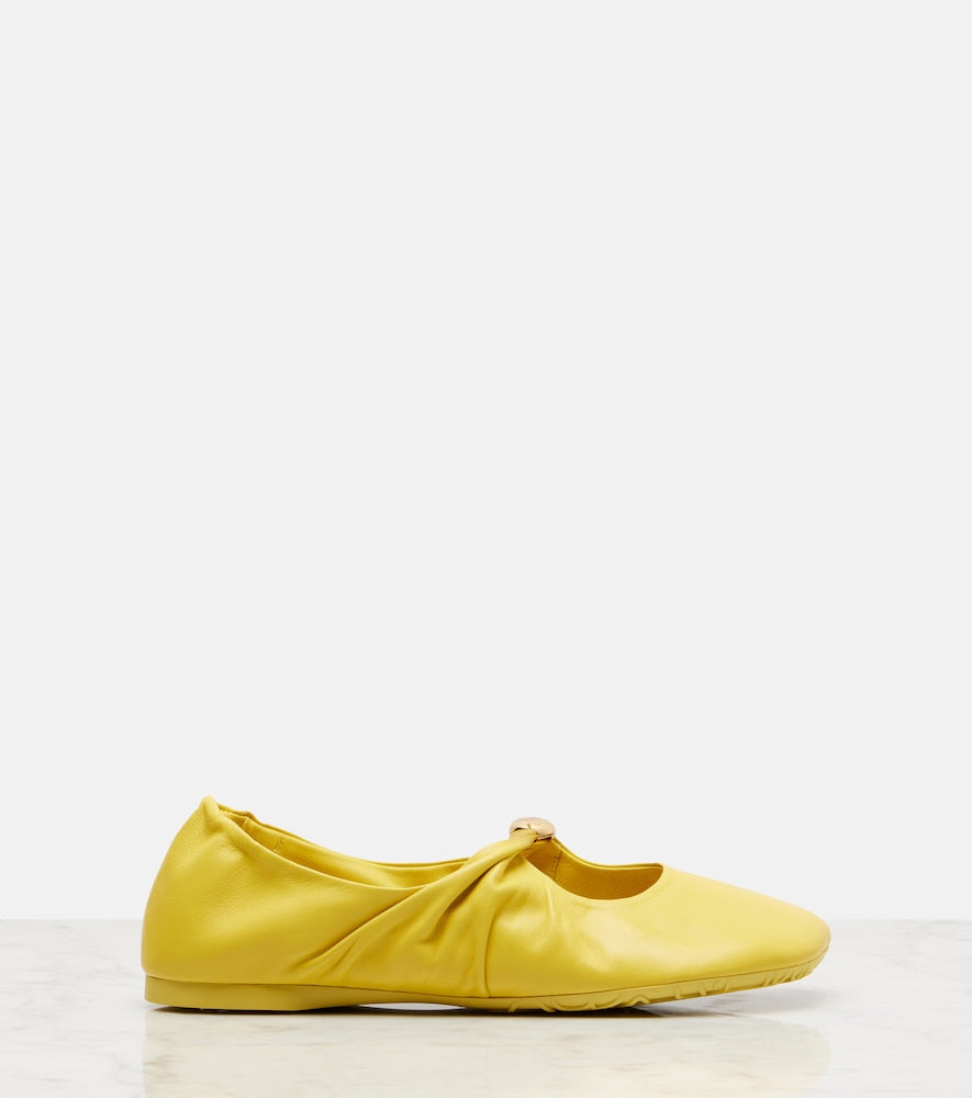 Yellow Loewe Pebble Soft leather Mary Jane flats - Ballerina Flats