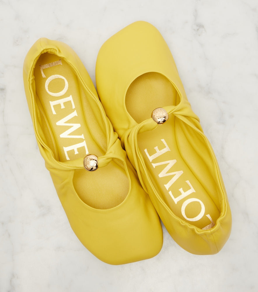 Yellow Loewe Pebble Soft leather Mary Jane flats - Ballerina Flats
