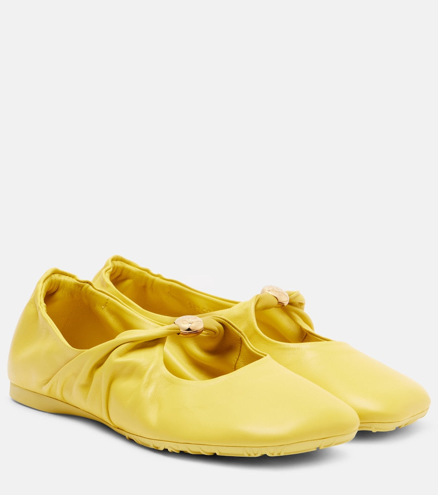 Yellow Loewe Pebble Soft leather Mary Jane flats - Ballerina Flats