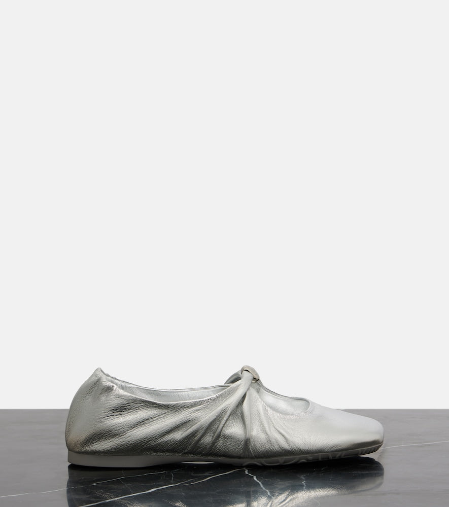Silver Loewe Pebble Soft metallic leather Mary Jane flats - Ballerina Flats