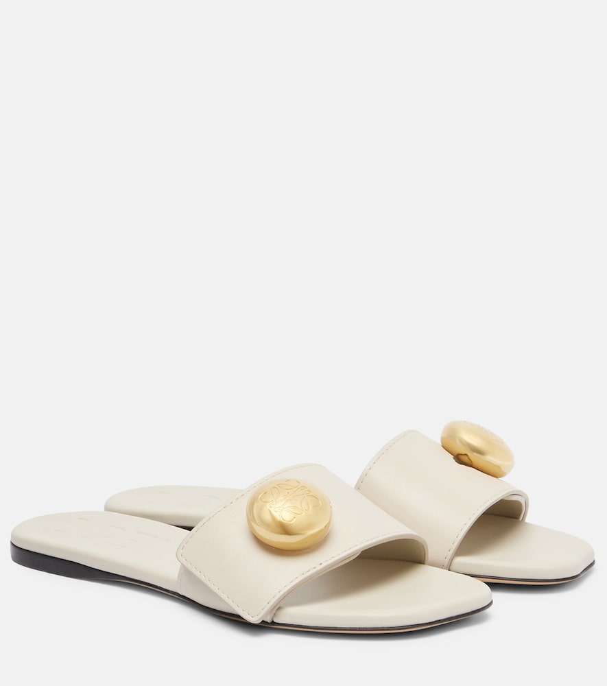 Loewe Pebble leather slides - White Slides