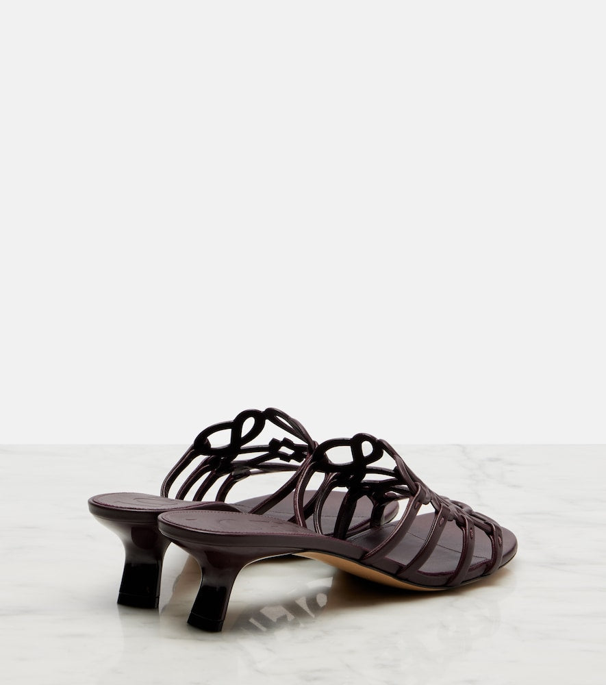 Loewe Petal Anagram 45 leather mules - Burgundy Heeled Sandals