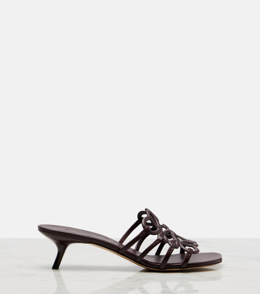 Loewe Petal Anagram 45 leather mules - Burgundy Heeled Sandals