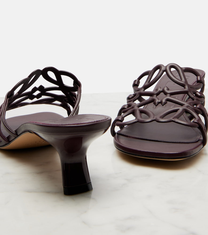 Loewe Petal Anagram 45 leather mules - Burgundy Heeled Sandals