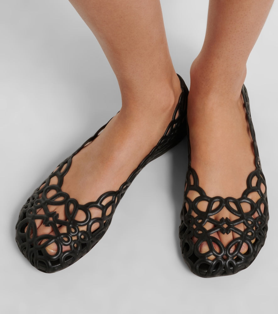 Loewe Petal Anagram leather ballet flats (Black) - Ballerina Flats