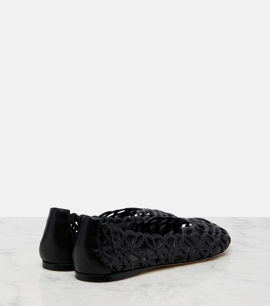 Loewe Petal Anagram leather ballet flats (Black) - Ballerina Flats