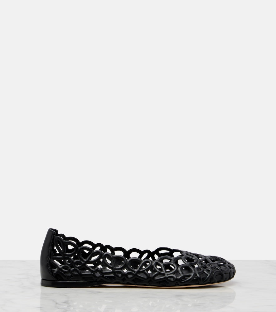 Loewe Petal Anagram leather ballet flats (Black) - Ballerina Flats