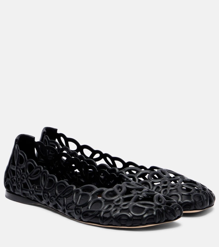 Loewe Petal Anagram leather ballet flats (Black) - Ballerina Flats