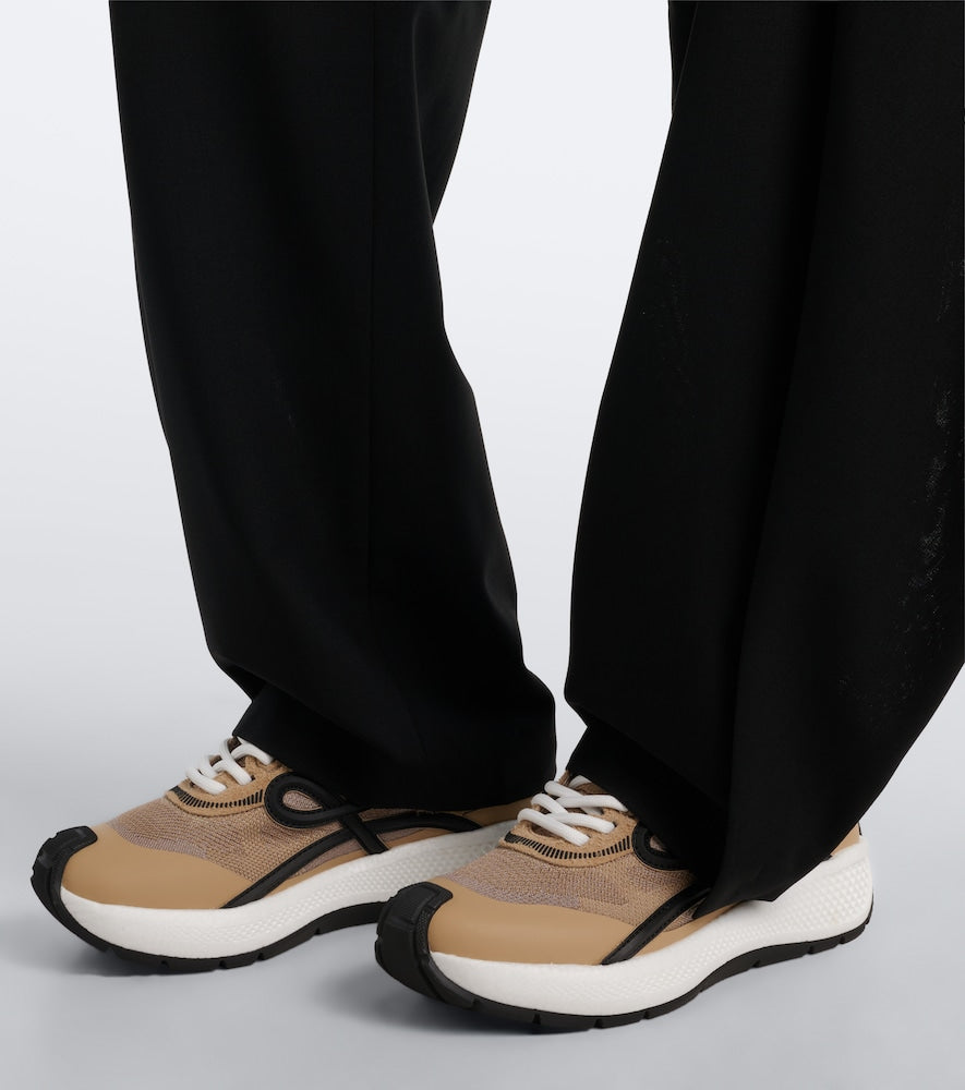 Loewe Pogo mesh-trimmed sneakers - Beige Low-Top Sneakers